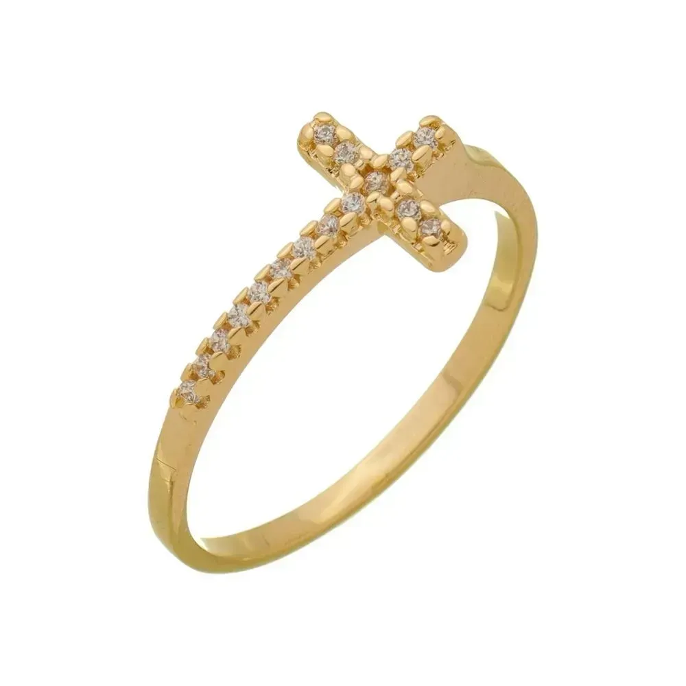ANEL CRUZ CRAVEJADO  BANHADO A OURO  - 13