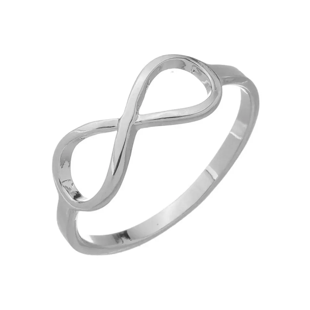 ANEL DE INFINITO LISO BANHADO A RÓDIO BRANCO  - 20