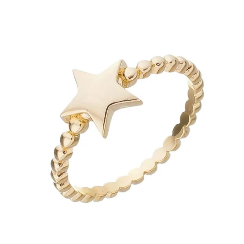 ANEL ESTRELA COM BOLINHAS NO ARO BANHADO A OURO - 14