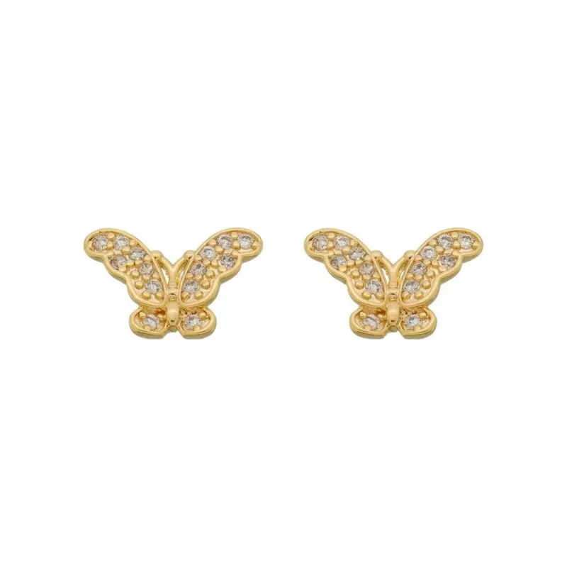 BRINCO BORBOLETA CRAVEJADA BANHADO A OURO