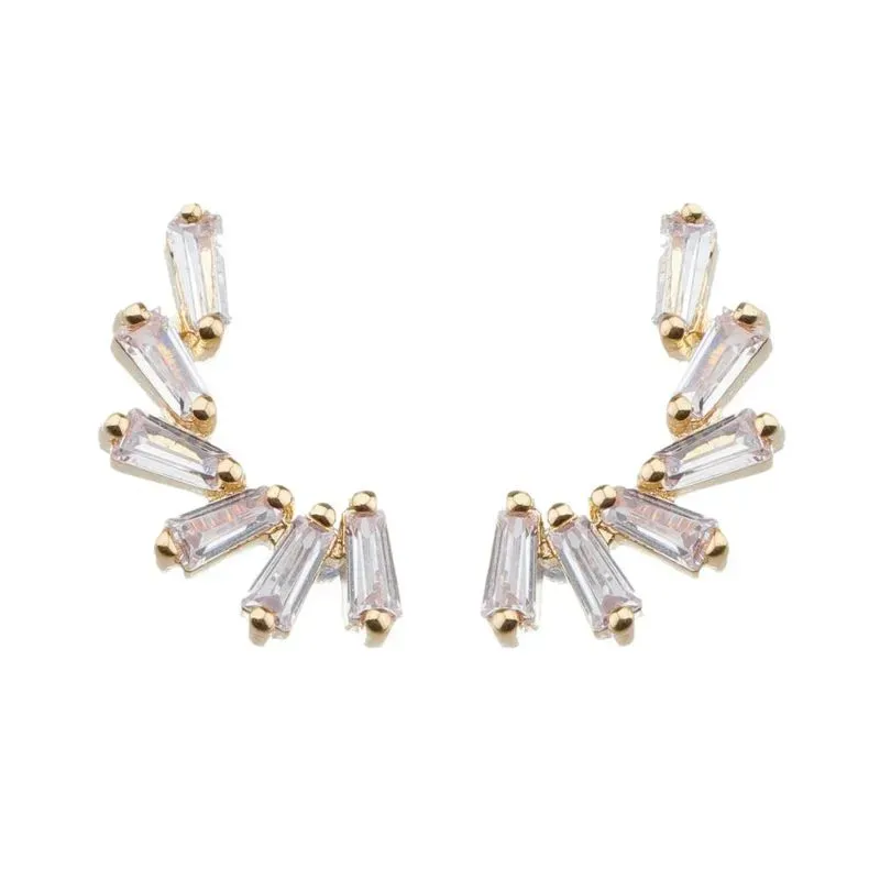 BRINCO EAR CUFF COM ZIRCONIA BAGUETE BANHADO A OURO