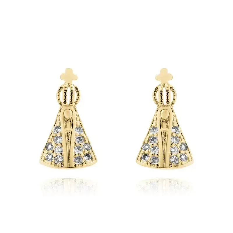 BRINCO NOSSA SENHORA MANTO CRISTAL - OURO