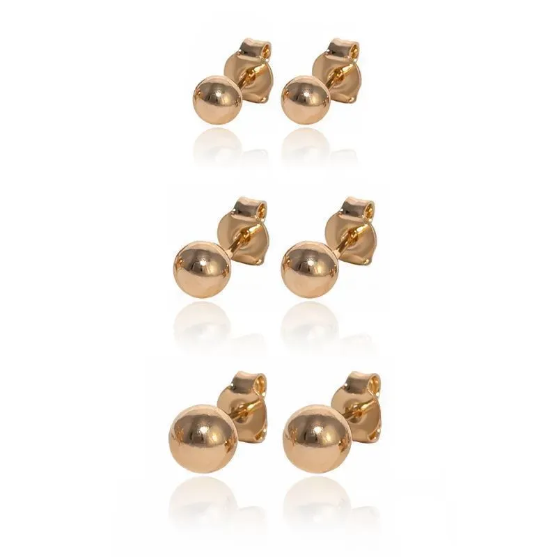 BRINCO TRIO DE BOLAS LISAS BANHADO A OURO