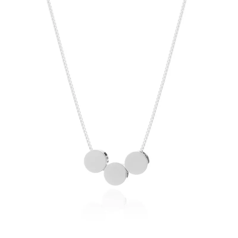 COLAR C/3 CIRCULOS LISOS E PEQUENOS  - RÓDIO BRANCO