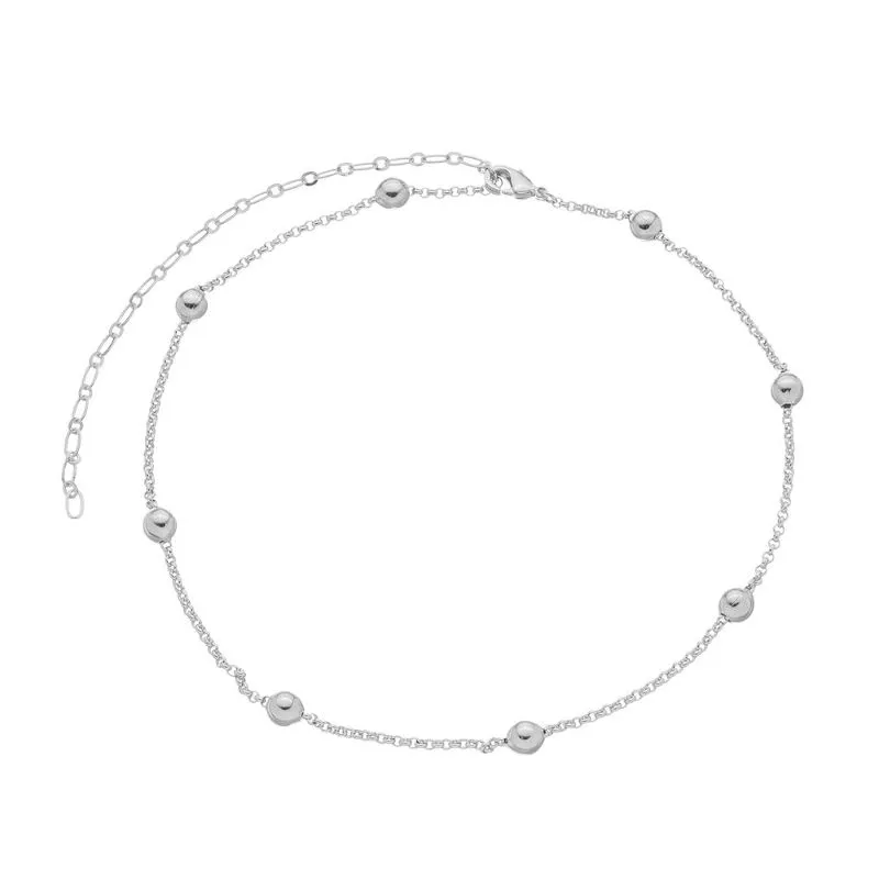 COLAR CHOKER BOLAS ALICE 30CM BANHADO A RODIO