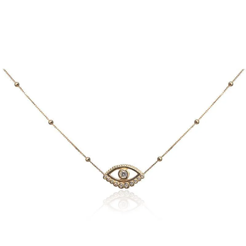 COLAR CHOKER COM OLHO GREGO NO MEIO COM ZIRCÔNIAS EM CIMA E NO MEIO DO OLHO (CHOKER) (OURO)