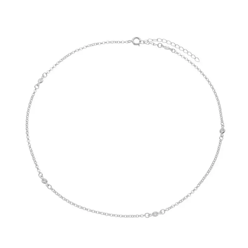 COLAR CHOKER PONTOS DE LUZ LAIS BANHADO A RODIO