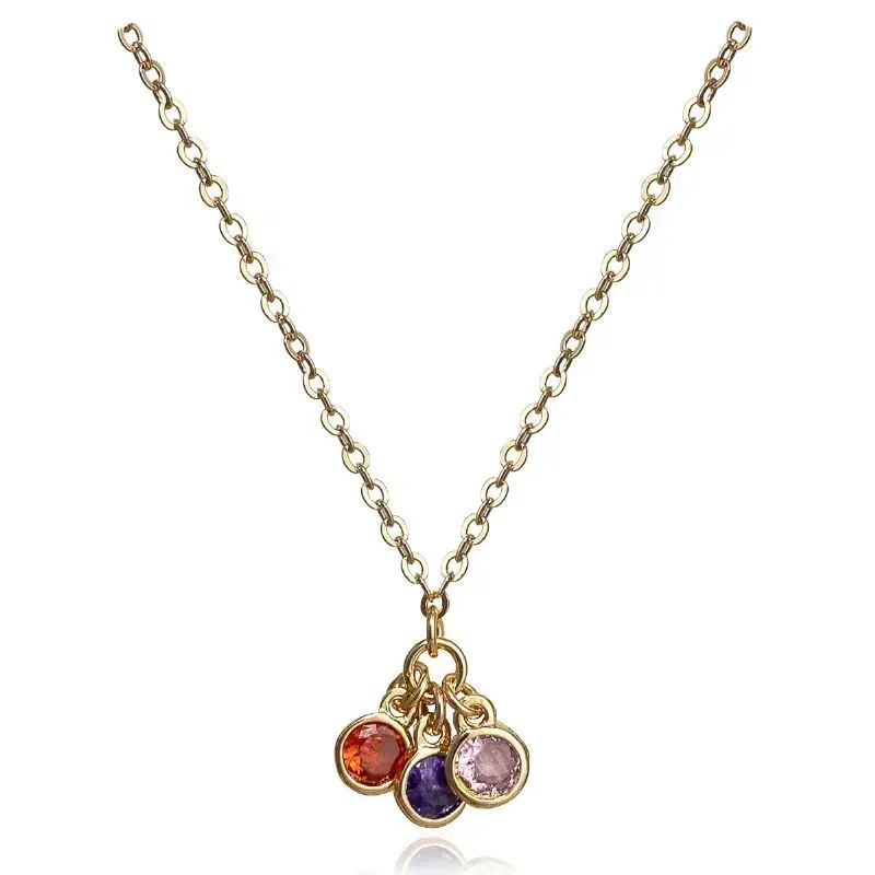 COLAR COM TRÊS PONTO DE LUZ COLORIDOS  45 CM - OURO