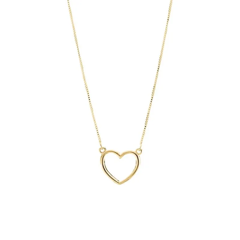 COLAR CORAÇÃO LISO VAZADO 45CM - OURO