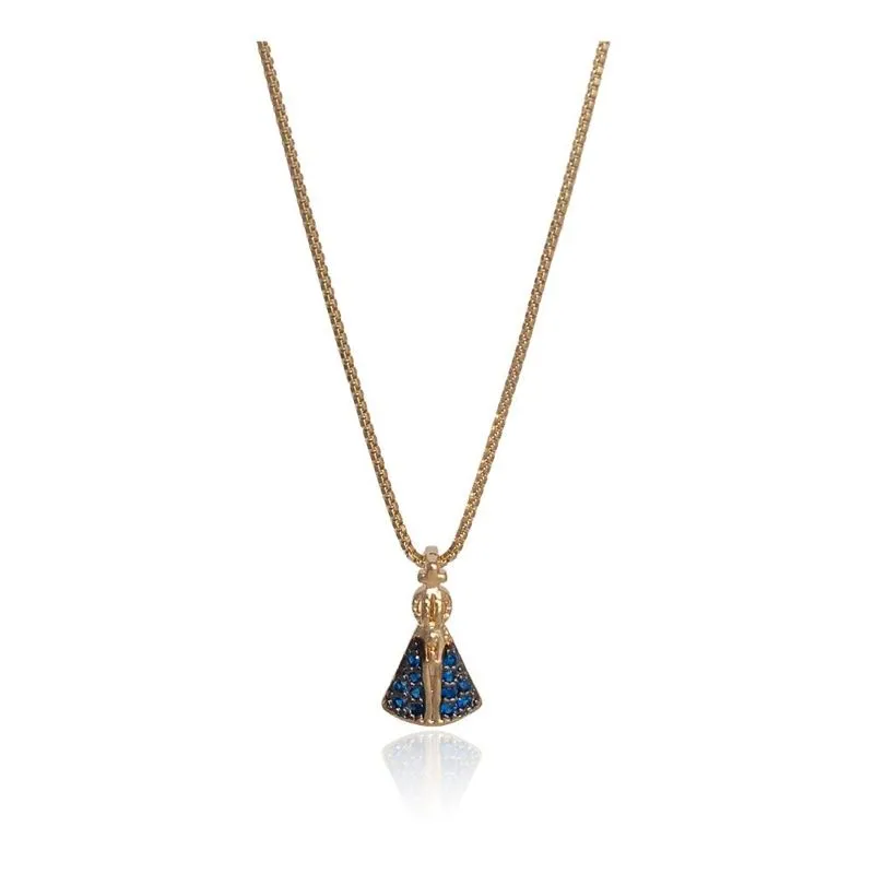 COLAR DE NOSSA SENHORA CRAVEJADA CRISTAL PP - RÓDIO BRANCO
