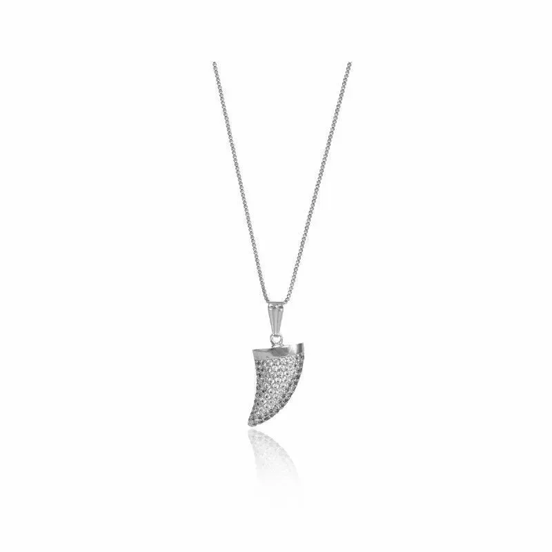 COLAR DENTE DE TIGRE CRAVEJADO - RÓDIO BRANCO