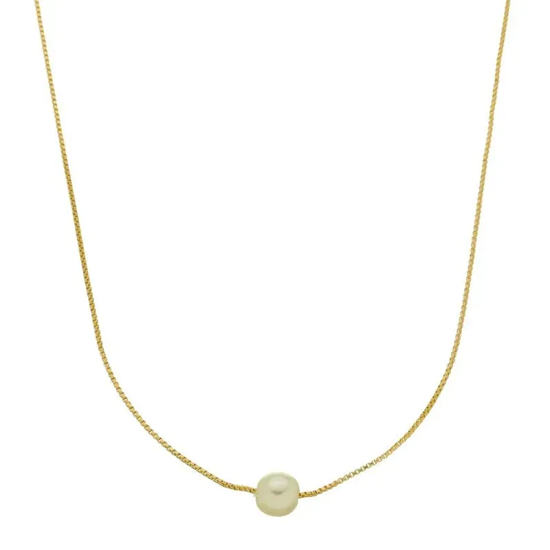 COLAR PEROLA ELISABETE 45CM BANHADO A OURO