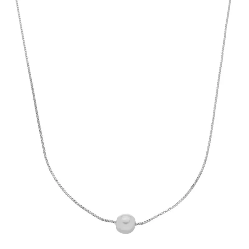 COLAR PEROLA ELISABETE 45CM BANHADO A RODIO