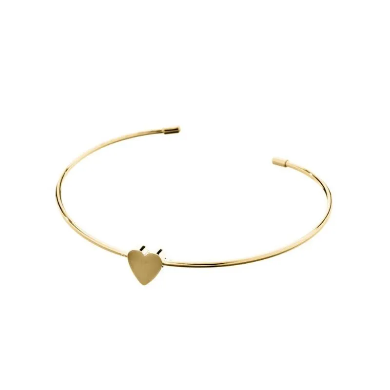 PULSEIRA BRACELETE FINO COM CORAÇÃO - OURO