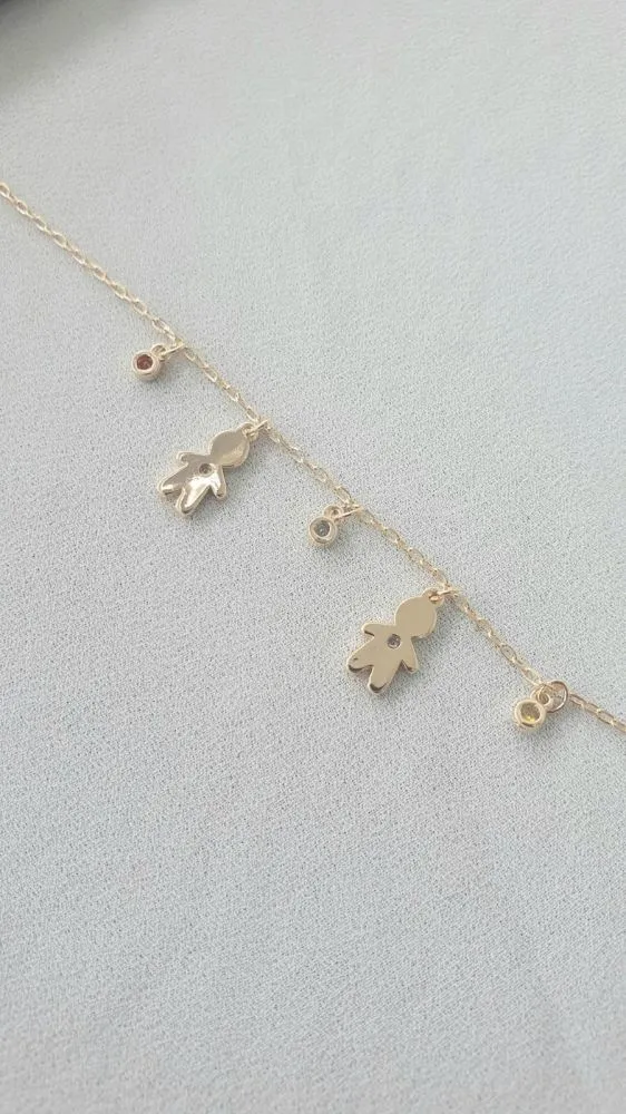 PULSEIRA DOIS FILHOS MENINOS C/ ZIRCONIAS COLORIDAS