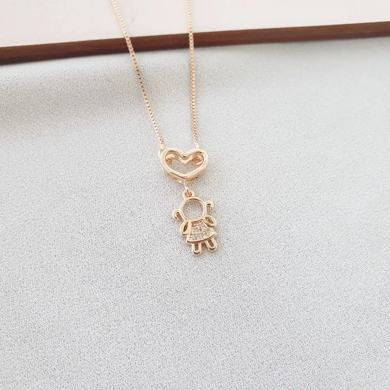 COLAR DE FILHA MENINA CRAVEJADO BANHADO A OURO