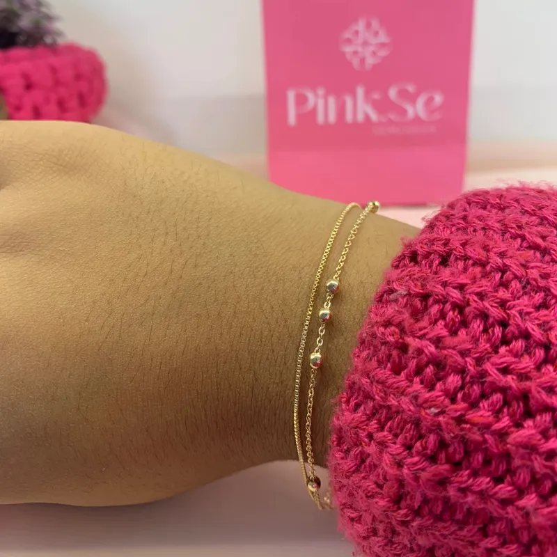 PULSEIRA DUPLA BOLINHAS E VENEZIANA  - ANA
