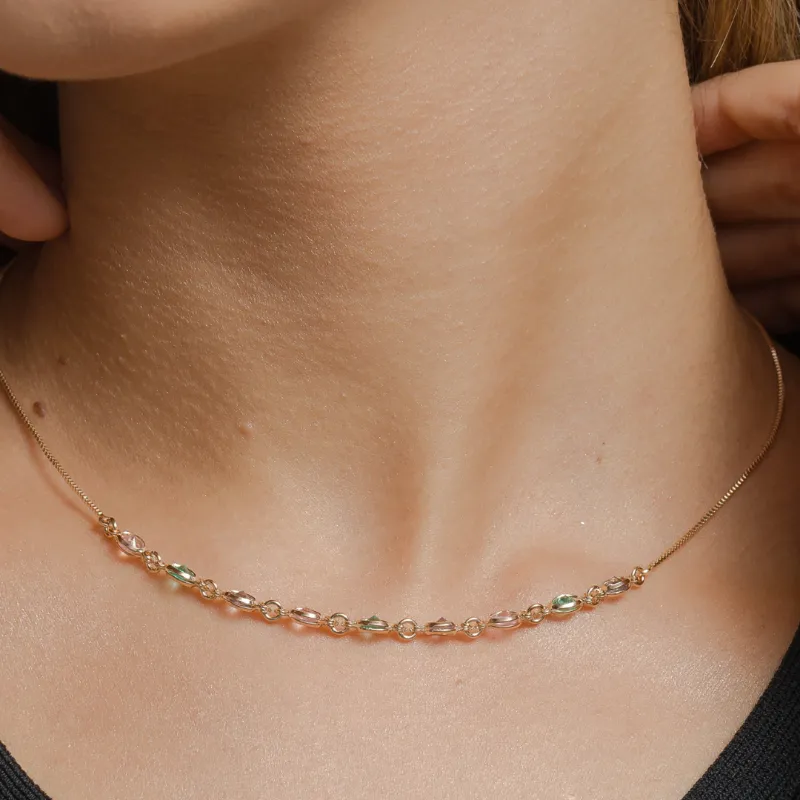 COLAR CHOKER ZIRCONIAS COLORIDAS  - SUELLEN