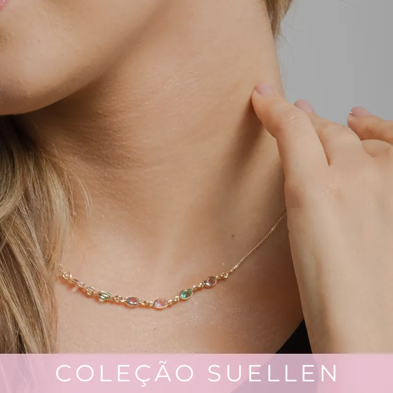 COLAR CHOKER ZIRCONIAS COLORIDAS  - SUELLEN
