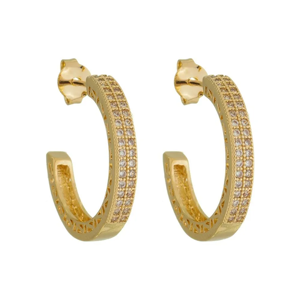BRINCO ARGOLA COM PINO CRAVEJADA BANHADO A OURO