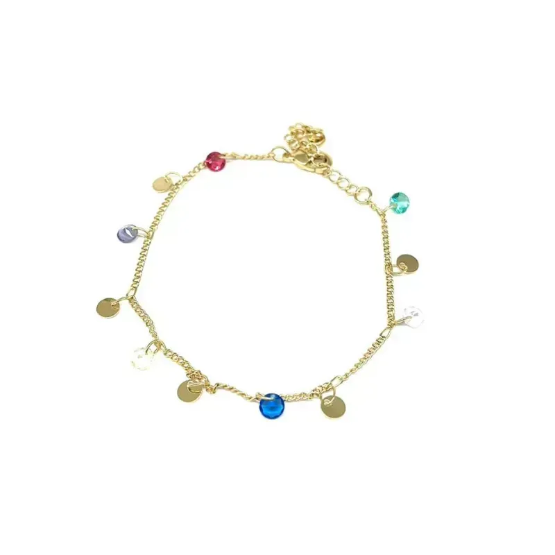 PULSEIRA ZIRCONIAS COLORIDAS E MEDALHAS - SUELLEN