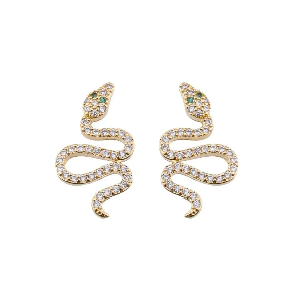 BRINCO SERPENTE CRAVEJADA BANHADA A OURO