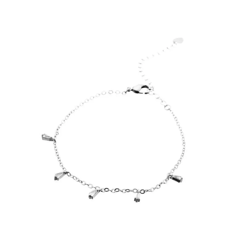 PULSEIRA COM 5 ZIRCONIAS BAGUETES - OURO