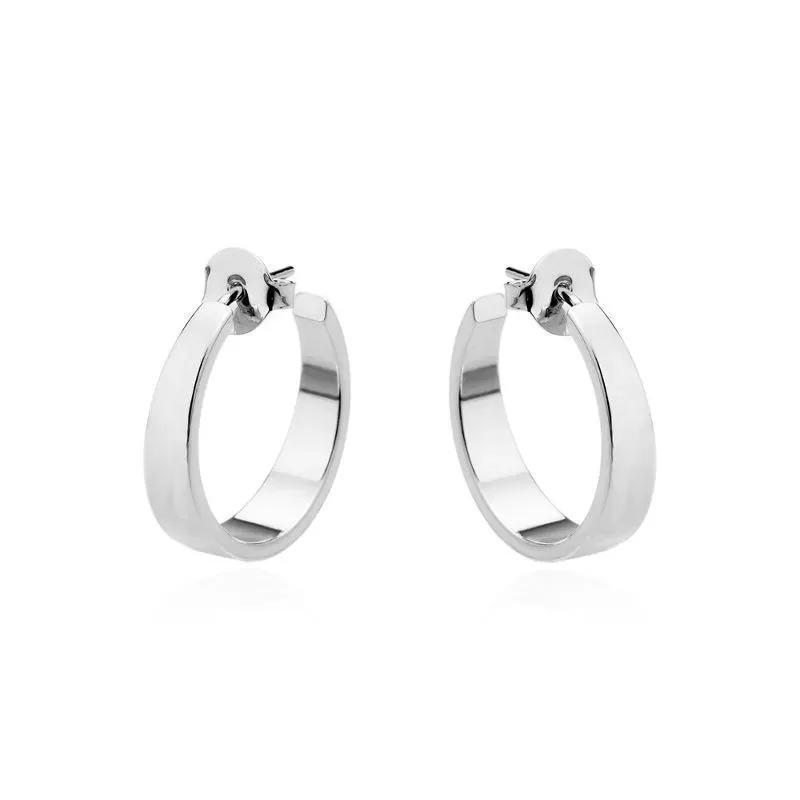 BRINCO ARGOLA LISA LARGA MÉDIA COM TARRAXA - RÓDIO BRANCO