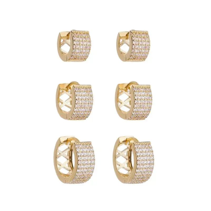 BRINCO TRIO ARGOLA LARGA CRAVEJADO BANHADO A OURO