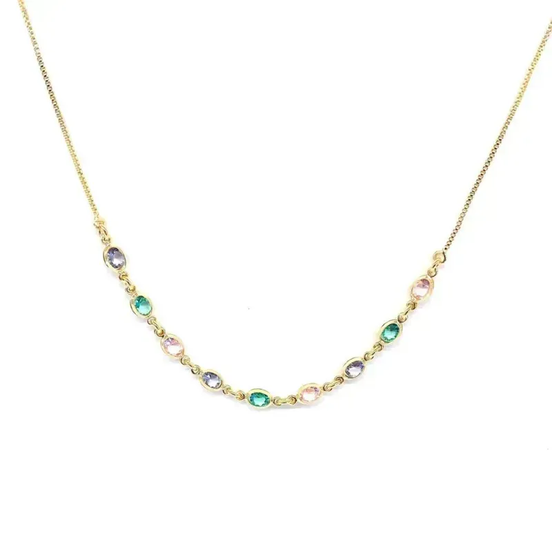 COLAR CHOKER ZIRCONIAS COLORIDAS  - SUELLEN