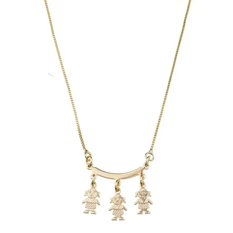 COLAR DE FILHOS 3 MENINAS LISO - MÃE