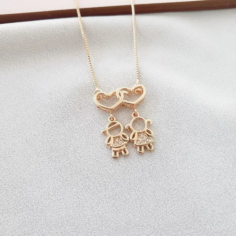 COLAR DE FILHOS CASAL CRAVEJADO PEQ - MÃE