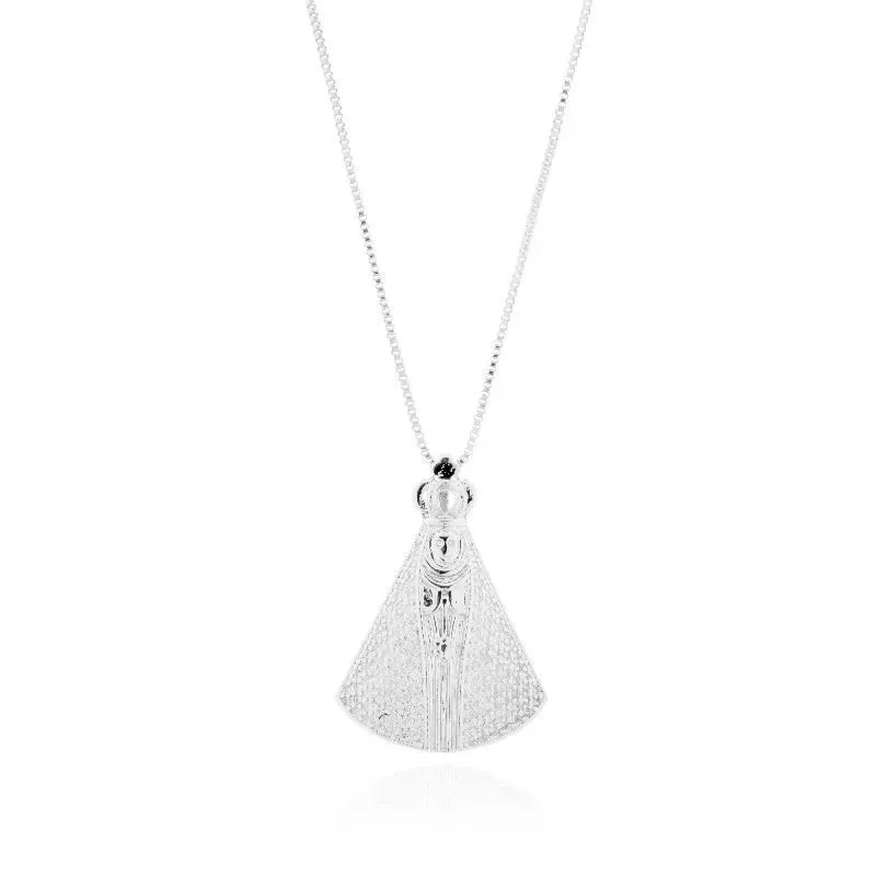 COLAR NOSSA SENHORA CRAVEJADA GRANDE - RÓDIO BRANCO