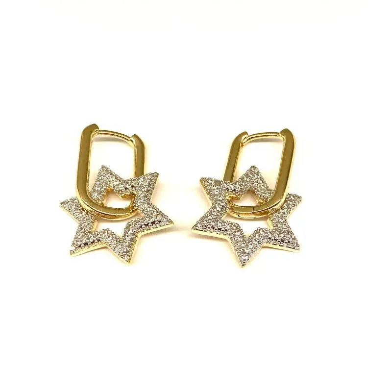 BRINCO ARGOLA COM ESTRELA CRAVEJADA MIX