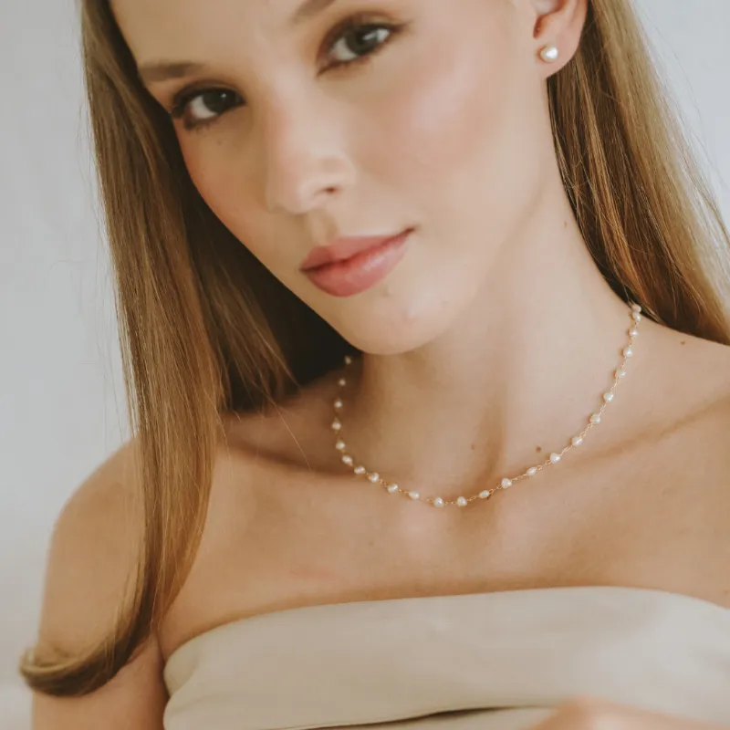 COLAR CHOKER PÉROLA CORAÇÃO - MEL