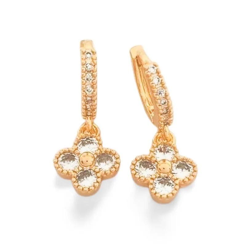 BRINCO ARGOLA FLOR CRAVEJADO - AMELIA