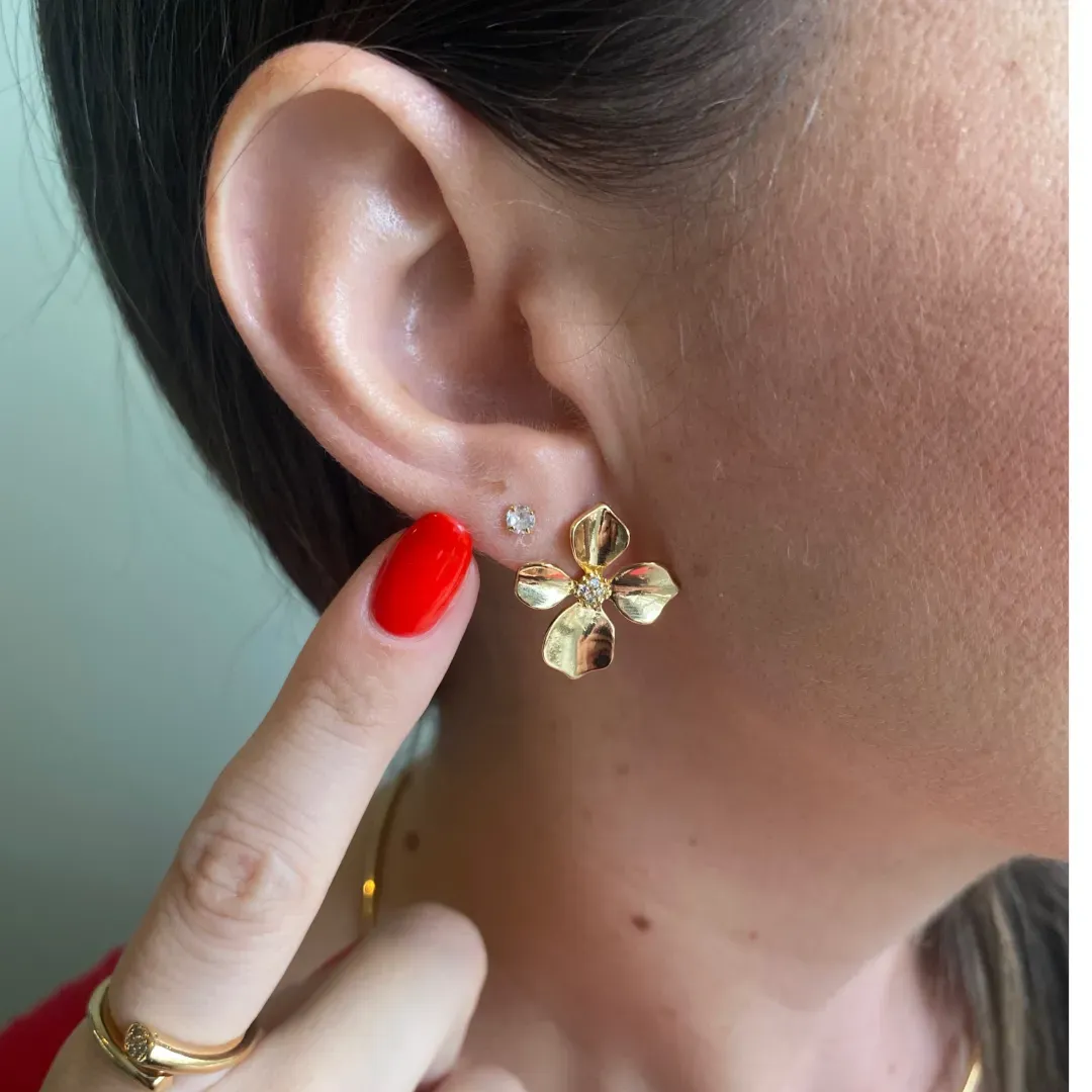 BRINCO FLOR COM ZIRCONIAS  - PARIS