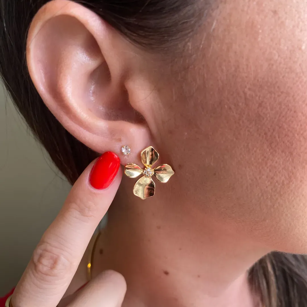 BRINCO FLOR COM ZIRCONIAS  - PARIS