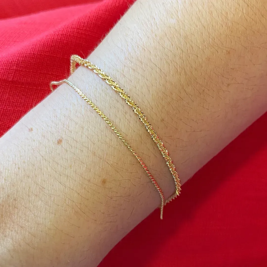 PULSEIRA DUPLA MALHA TORCIDA E MINI ELOS  - PARIS