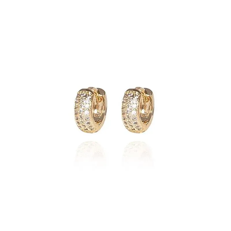 BRINCO ARGOLA CRAVEJADA PEQUENA (M-G) - CRISTAL - OURO