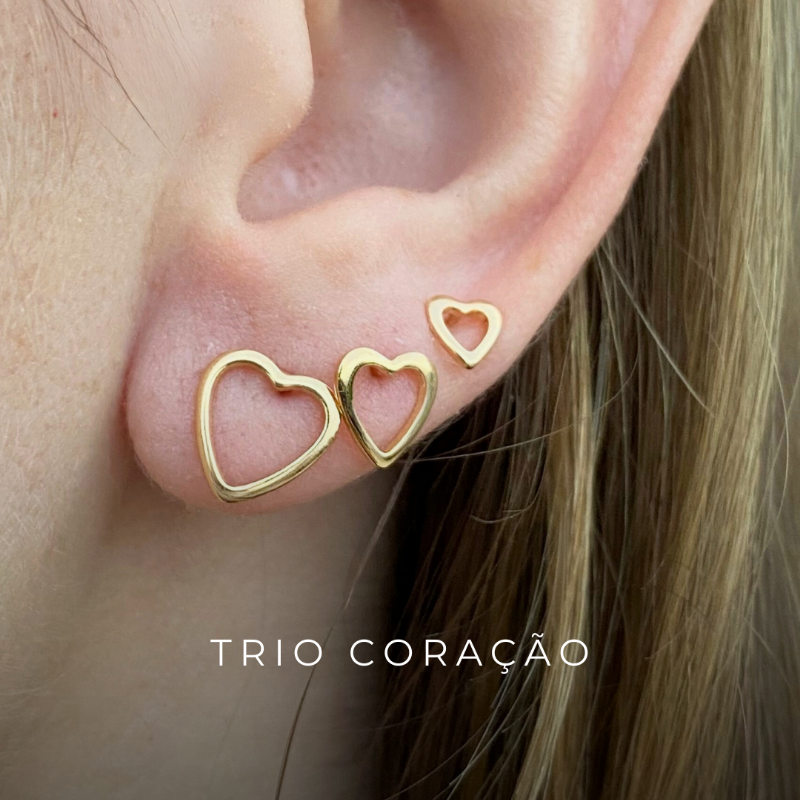BRINCO TRIO CORAÇÃO VAZADO  - FRANCISCA