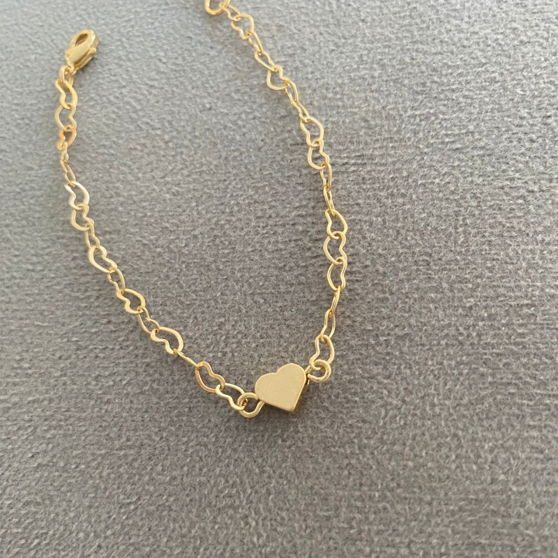 PULSEIRA CORAÇÃO COM ELOS DE CORAÇÃO