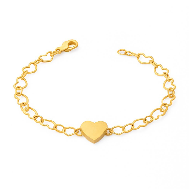 PULSEIRA CORAÇÃO COM ELOS DE CORAÇÃO