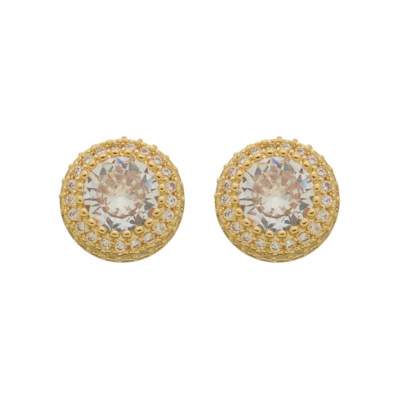 BRINCO PONTO DE LUZ COM BASE CRAVEJADA BANHADO A OURO