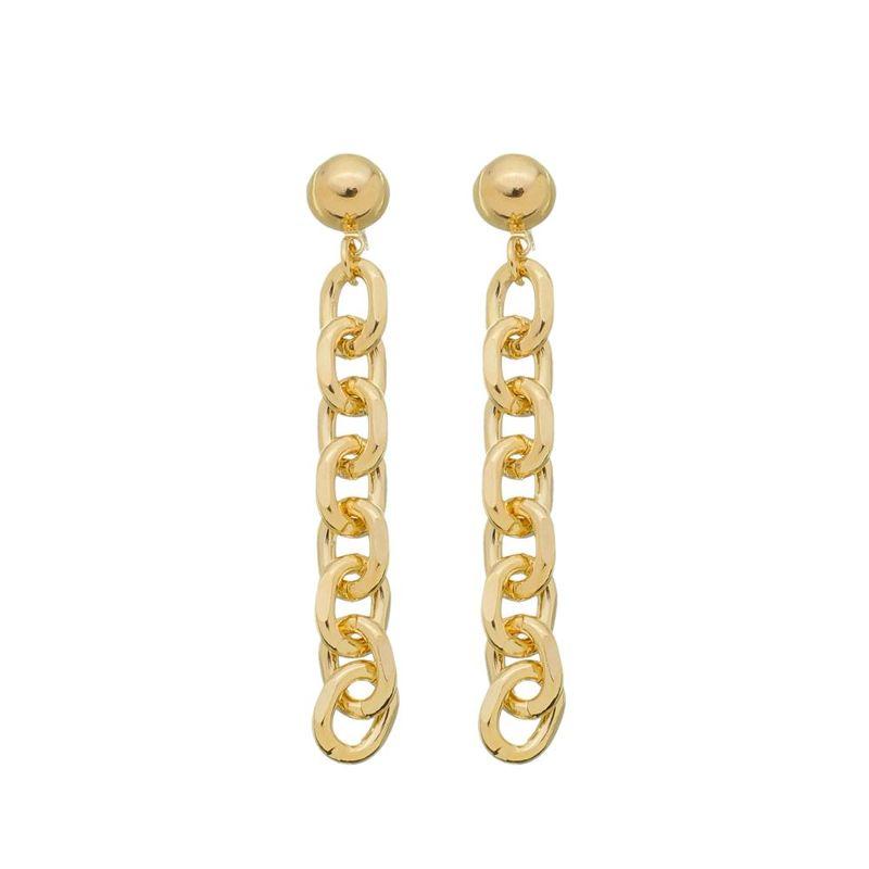 BRINCO REDONDO COM CORRENTE BANHADO A OURO