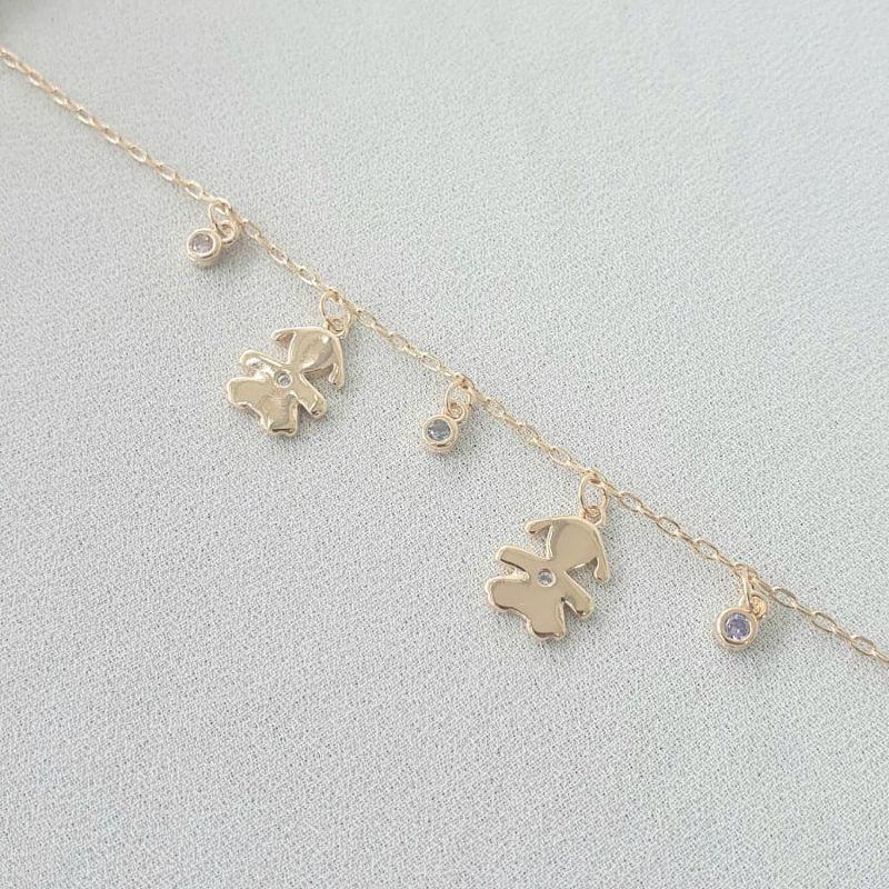 PULSEIRA DUAS FILHAS MENINAS C/ ZIRCONIAS COLORIDAS