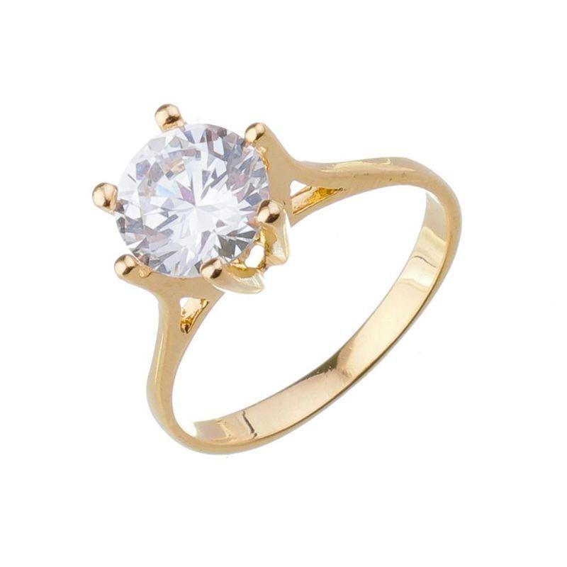 ANEL SOLITÁRIO 6 GARRAS 8MM BANHADO A RÓDIO BRANCO - 13