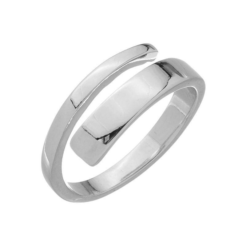 ANEL DUAS HASTES  LISO BANHADO A RÓDIO BRANCO  - 14