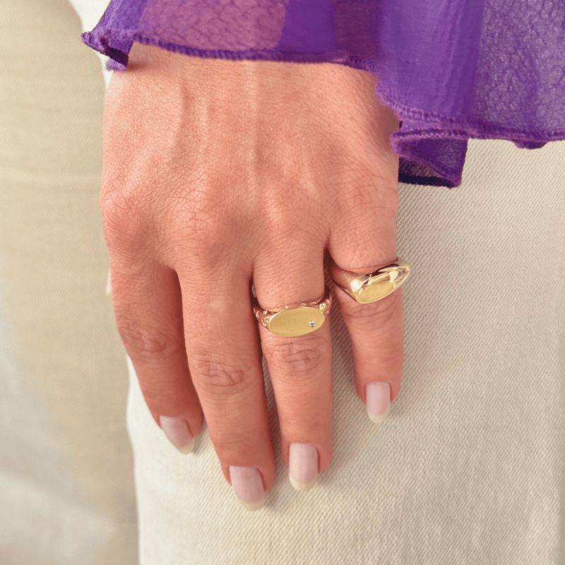 ANEL CRAVEJADO LUAS E ESTRELAS BANHADO A OURO - 16