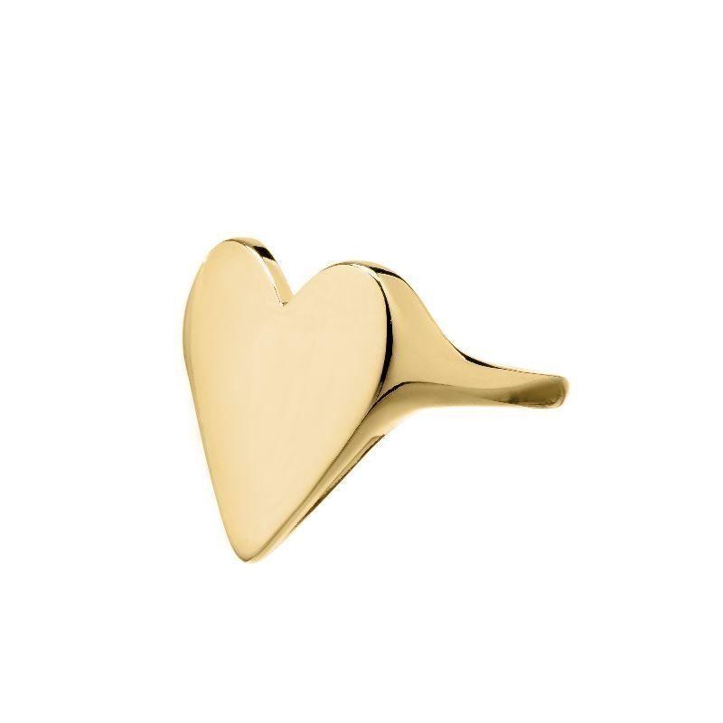 ANEL LISO CORAÇÃO GRANDE - OURO - 15